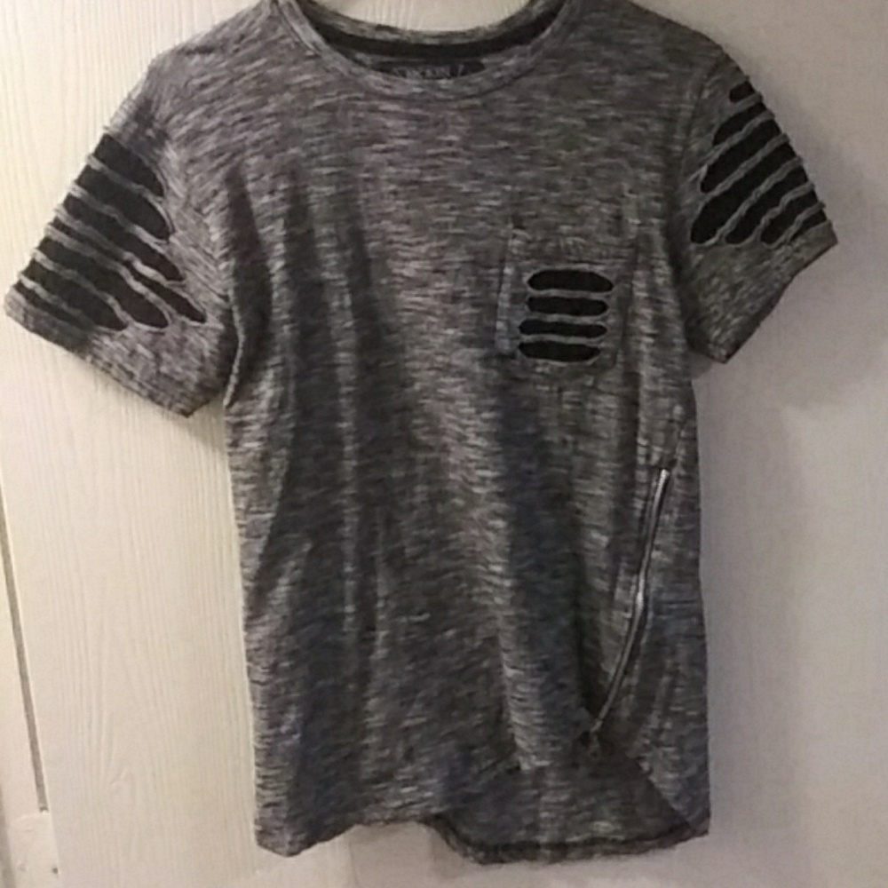Grey and black T-shirt